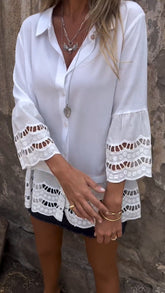 Koszula z długim rękawem i pustym patchworkowym wzorem