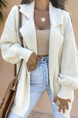 Dzianinowy kardigan średniej długości z kołnierzykiem