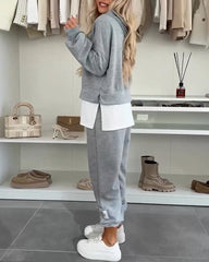 Damski, swobodny komplet z kapturem i spodniami