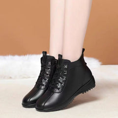 [30% ZNIŻKI] 2024 nowe, jesienne i zimowe, wyściełane skórzane, wygodne, krótkie buty z miękką podes