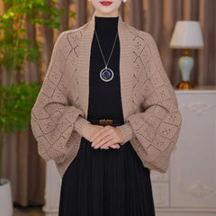 Damski dzianinowy kabel kimono w kolorze liliowym