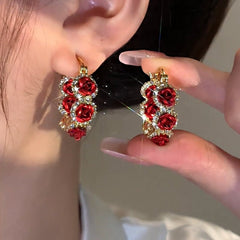 💝Wyprzedaż 40% ZNIŻKI – Kolczyki z kwiatami róży🌹