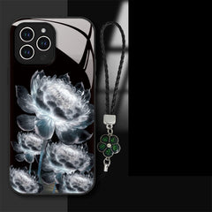Etui na telefon Luminous Epiphyllum Glass Shell na iPhone'a