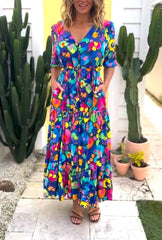 🌈Suknia midi w kwiatowym wzorze kwiatowego