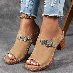 Regulowane sandały w klinach z zaczepami i pętlą kobiet-Otwarta stopa gruba podeszwa z podwójną klamrą, sztuczną osłoną Upper &amp; Pu podeszwa