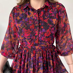 🌈Damska elegancka, wzorzysta, luźna, zwiewna sukienka maxi