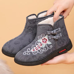 【35-41】Damskie antypoślizgowe bawełniane botki w etnicznym stylu