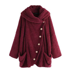 Pluszowa bluza kardigan z dużymi klapami i rękawami nietoperzowymi