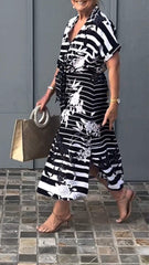 Swobodna nowa sukienka koszuli drukowana🌴