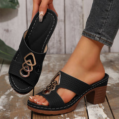 🔥Ostatnia promocja 50% zniżki - damskie skórzane sandały na platformie i wysokim obcasie z ortopedią