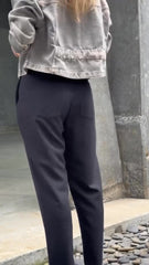 Damskie proste spodnie casualowe z wysokim stanem