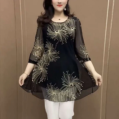 Topy damskie z szyfonu i nadrukiem na co dzień