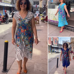 🌸Damska sukienka z nadrukiem i dekoltem w szpic