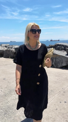 👗Modna sukienka z bawełny i lnu z okrągłym dekoltem