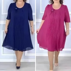 [S-4XL]🌺Damska plisowana sukienka z krótkim rękawem i okrągłym dekoltem