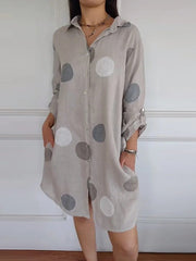 Elegancka kołnierz z długiego rękawu elegancka sukienka na guziki