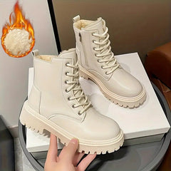 Damskie buty bojowe z pluszową podszewką