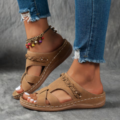 🔥Super wygodne damskie sandały ortopedyczne na obcasie skośnym z miękką podeszwą