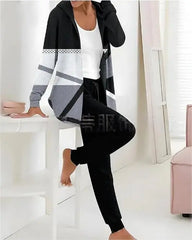 🔥 Casualowy dwuczęściowy komplet w nowym stylu z jesienno-zimowym nadrukiem, długi rękaw + długie spodnie