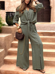 Damski, modny, jednokolorowy, dwuczęściowy garnitur