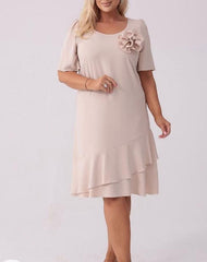 🌸Sukienka z szyfonu z krótkim rękawem i łączonych materiałów🎀