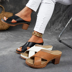 Damskie sandały na grubym obcasie