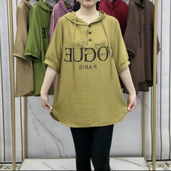 Nowa modna bluza z kapturem z lodowego jedwabiu bawełny i lnu T-shirt