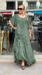 Ladies elegancka koronkowa panelu A-line długa spódnica