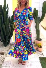 🌈Suknia midi w kwiatowym wzorze kwiatowego