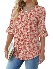 💕 Limited Time Sprzedaż 50% zniżki 👚womens 3/4 długość rękawa w stylu nokretów w kształcie oczku swobodne bluzki z rękawa