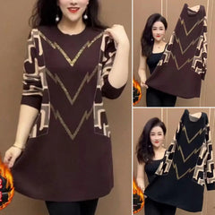 🍁 【M-4XL】 2024 Nowe, jesienno-zimowe, modne koszulki z dzianiny z nadrukiem
