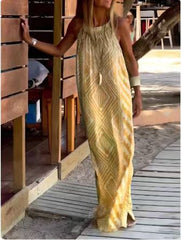 Sukienka damska typu slip z geometrycznym nadrukiem i ramiączkami