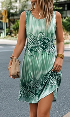 🔥Zielone Swiatki / Whit Sunday 70% Off!!️Sukienka bez rękawów w kolorze beżowym z nadrukiem Paisley w kształcie litery A