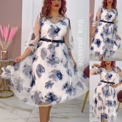 🎁💐[S-5XL]Luksusowa letnia sukienka z nadrukiem z szyfonu