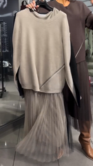 Sukienka damska z bocznym zamkiem błyskawicznym i łatkami