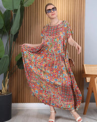 👗Asymetryczna sukienka z krótkim rękawem etnicznym[S-5XL]