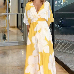 💥 wydrukowana bez pleców luźna sukienka plażowa