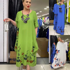 [S-5XL] 2025 Moda nowa letnia bawełniana sukienka dla kobiet