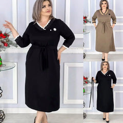 [S-5XL]🍁🍂Elegancka sukienka w jednolitym kolorze, plus size