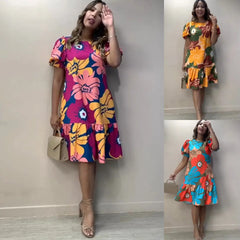 【S-5XL】Nowa sukienka 2025 z kwiatowym nadrukiem