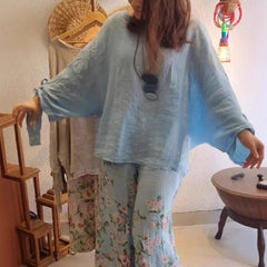 ⏳ Ograniczona czasowo zniżka 45%! 💥Luźna bluzka damska i szerokie spodnie z kwiatowym nadrukiem