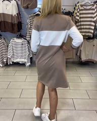 Sukienka damska z kontrastowymi przeszyciami