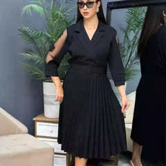 S-5XL👗Jesienno-zimowa sukienka premium w kolorze czystej czerni, wysokiej jakości