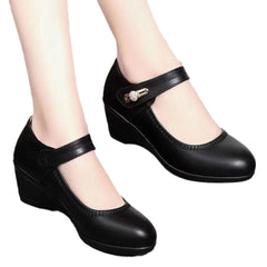 👡[35-41]Miękkie skórzane buty na obcasie z miękką podeszwą, antypoślizgowe skórzane buty dla mamy