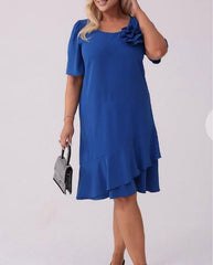 🌸Sukienka z szyfonu z krótkim rękawem i łączonych materiałów🎀