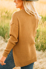 Damski sweter oversize z dzianiny waflowej