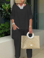 [S-5XL]🌻Luźny, bawełniano-lniany, damski, dwuczęściowy, casualowy garnitur