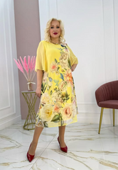 [S-5XL]🌸Nowa sukienka z szyfonu z półrękawem i nadrukowaną siateczką 2025