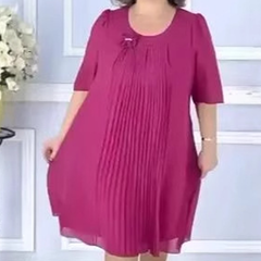 [S-4XL]🌺Damska plisowana sukienka z krótkim rękawem i okrągłym dekoltem