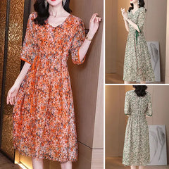 💓[M-4XL]Sukienka z półrękawem wyszczuplająca talię